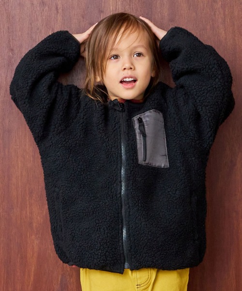 Life Support Products（ライフサポートプロダクツ）の「ノーカラーボアジャケット（ノーカラージャケット・キッズ・クリーム/グレー/ブラック/ブラウン/ピンク/ホワイト系その他・80/90/95/100/110/120/130/140/150）」の2枚目の写真