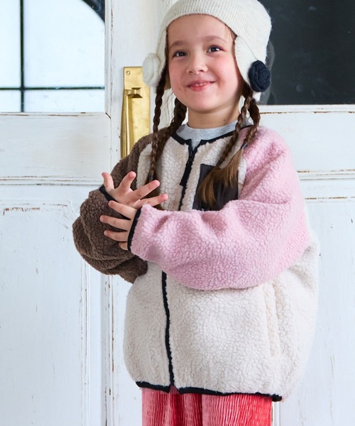 Life Support Products（ライフサポートプロダクツ）の「ノーカラーボアジャケット（ノーカラージャケット・キッズ・クリーム/グレー/ブラック/ブラウン/ピンク/ホワイト系その他・80/90/95/100/110/120/130/140/150）」の21枚目の写真