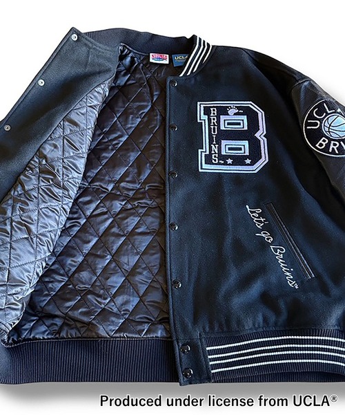 JACKROSE（ジャックローズ）の「NUTMEG＆UCLA-中綿スタジアムジャケット（スタジャン・メンズ・ブラック/ネイビー・L/M）」の3枚目の写真