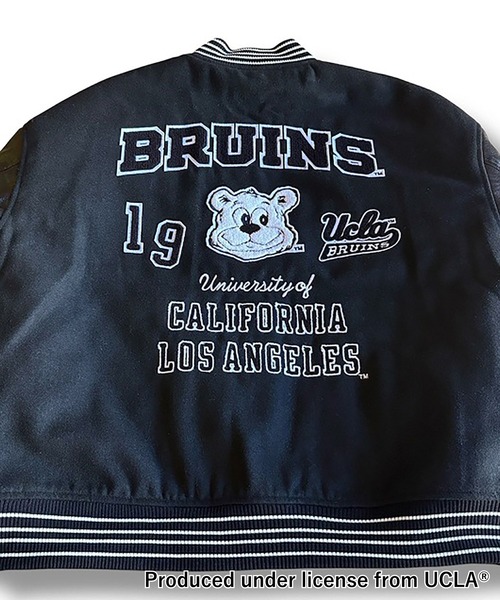 JACKROSE（ジャックローズ）の「NUTMEG＆UCLA-中綿スタジアムジャケット（スタジャン・メンズ・ブラック/ネイビー・L/M）」の4枚目の写真