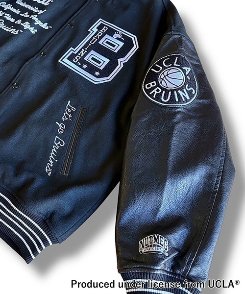 JACKROSE（ジャックローズ）の「NUTMEG＆UCLA-中綿スタジアムジャケット（スタジャン・メンズ・ブラック/ネイビー・L/M）」の9枚目の写真