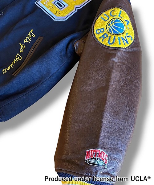 JACKROSE（ジャックローズ）の「NUTMEG＆UCLA-中綿スタジアムジャケット（スタジャン・メンズ・ブラック/ネイビー・L/M）」の13枚目の写真