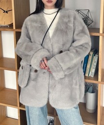 ミニバッグ付き ミドルフェイクファーコート