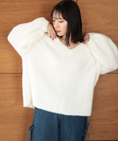 Ruwan yu(ルワンユー)の「2WAYレイヤード風ニットプルオーバー【大きいサイズ対応】(ニット/セーター・レディース・ホワイト・F)」の5枚目の写真