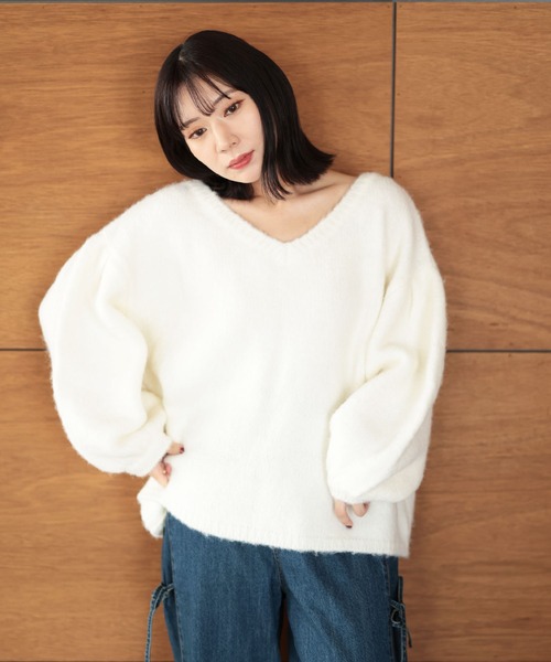 Ruwan yu(ルワンユー)の「2WAYレイヤード風ニットプルオーバー【大きいサイズ対応】(ニット/セーター・レディース・ホワイト・F)」の6枚目の写真