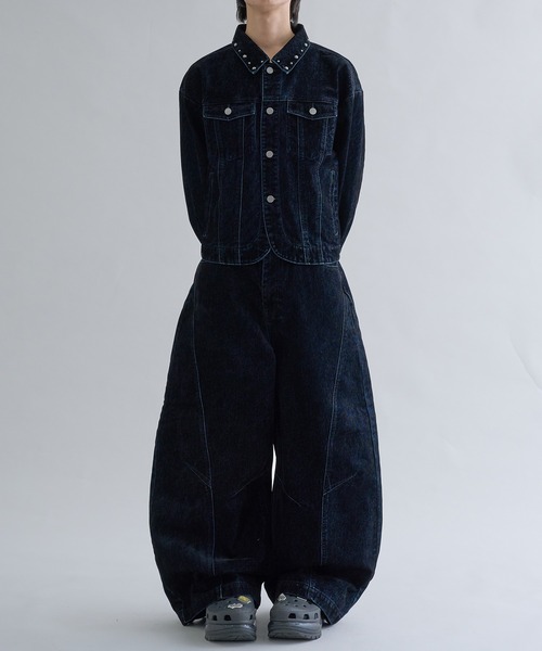 EPNK(イーピーエヌケー)の「Flocky Curve Darted Pants / フロッキーカーブデニムパンツ(その他パンツ・メンズ・ブラック系・LARGE/MEDIUM/SMALL)」の5枚目の写真