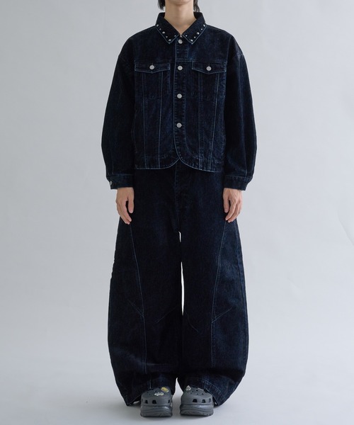 EPNK(イーピーエヌケー)の「Flocky Curve Darted Pants / フロッキーカーブデニムパンツ(その他パンツ・メンズ・ブラック系・LARGE/MEDIUM/SMALL)」の6枚目の写真