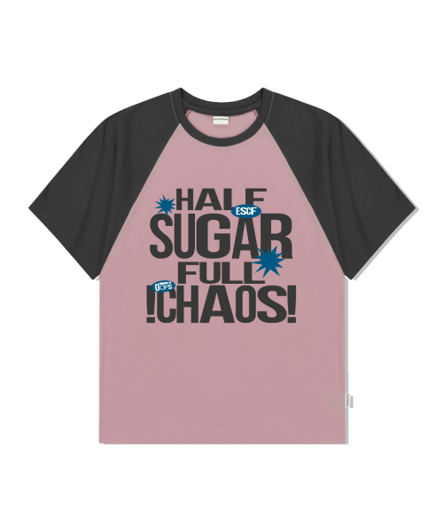 ESCAPEFROM(エスケープフロム)の「ハーフシュガーフルカオスプリントラグラン配色半袖Tシャツピンク(Tシャツ/カットソー・レディース・その他・MEDIUM/LARGE)」の2枚目の写真