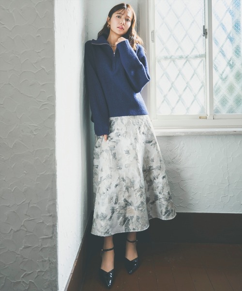 HIAND フラワージャガード フレアスカート フラワージャガードフレアスカート（スカート）｜AND COUTURE（アンド