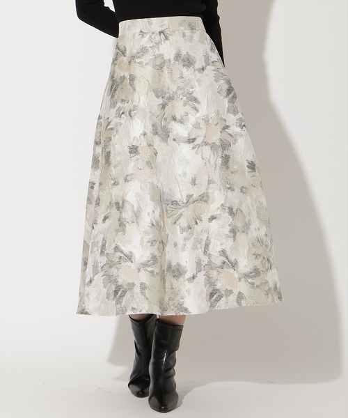 定価13.2万円✨ドゥロワー　フラワー ジャガード スカート　フレアー　シルク フラワージャガードフレアスカート（スカート）｜AND COUTURE（アンド