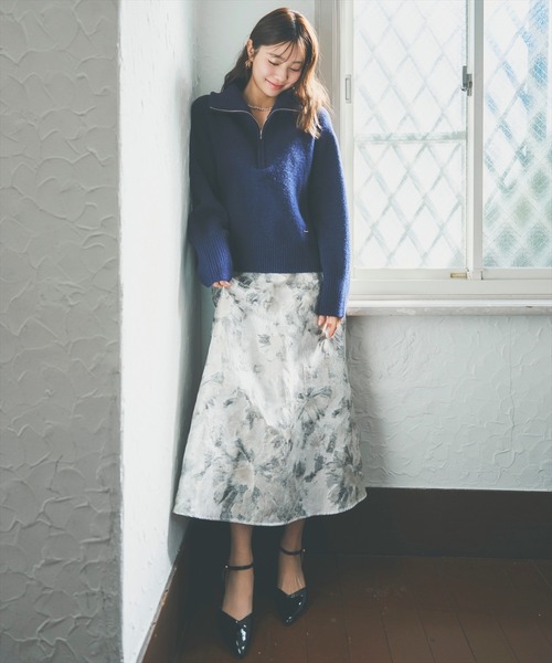 フラワージャガードフレアスカート（スカート）｜AND COUTURE（アンド