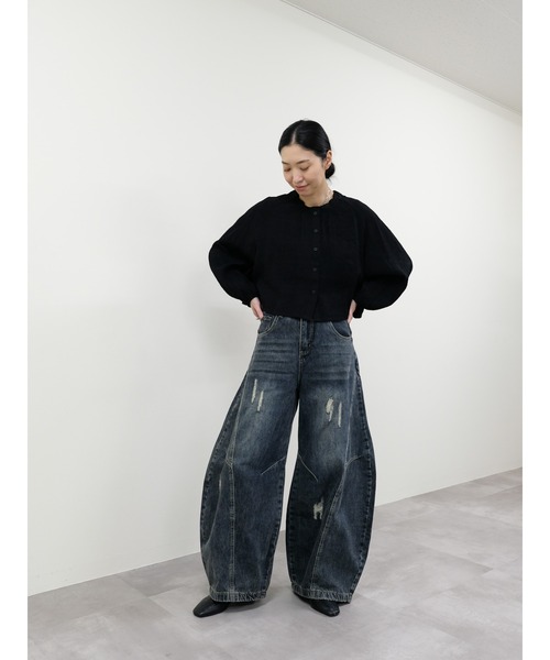 DOLLUPOOPS（ドールアップウップス）の「ヴィンテージカーブラインデニムパンツ（デニムパンツ・レディース・ブラック/ネイビー・MEDIUM/SMALL）」の3枚目の写真