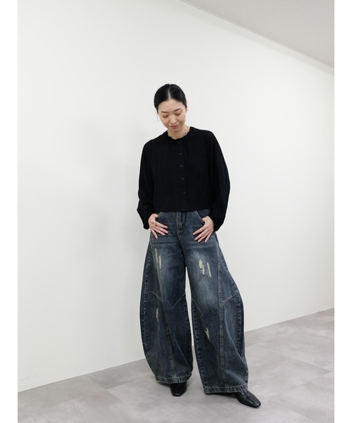 DOLLUPOOPS（ドールアップウップス）の「ヴィンテージカーブラインデニムパンツ（デニムパンツ・レディース・ブラック/ネイビー・MEDIUM/SMALL）」の5枚目の写真