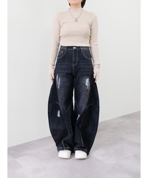 DOLLUPOOPS（ドールアップウップス）の「ヴィンテージカーブラインデニムパンツ（デニムパンツ・レディース・ブラック/ネイビー・MEDIUM/SMALL）」の10枚目の写真