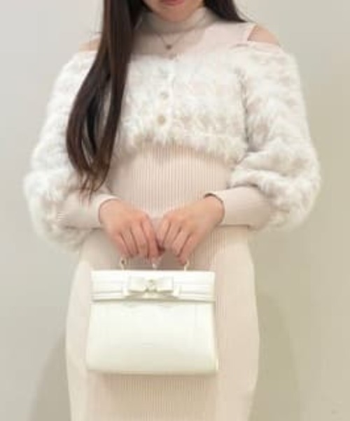 パールカラージュエルリボンバニティバッグ