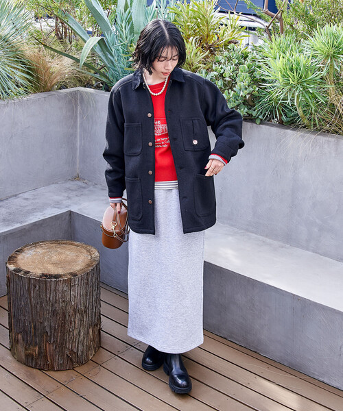 FREAK'S STORE(フリークスストア)の「RED KAP × FREAK'S STORE/レッドキャップ 別注 WOOL CHORE COAT/ウール チョア コート/コーデュロイ 襟切替 コート(カバーオール・レディース・ナチュラル/ブラック/ベージュ・フリ-)」の4枚目の写真