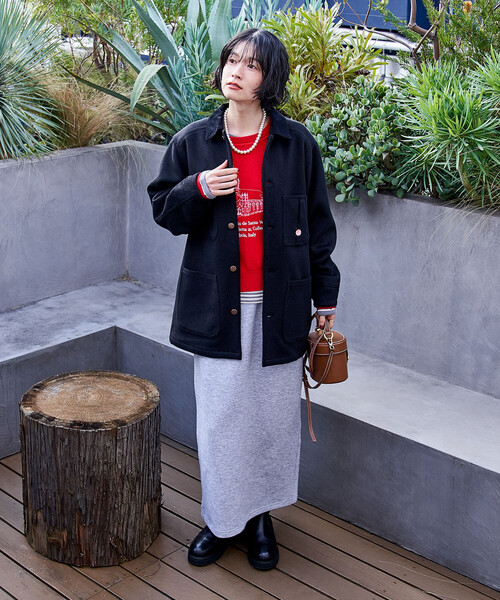 FREAK'S STORE(フリークスストア)の「RED KAP × FREAK'S STORE/レッドキャップ 別注 WOOL CHORE COAT/ウール チョア コート/コーデュロイ 襟切替 コート(カバーオール・レディース・ナチュラル/ブラック/ベージュ・フリ-)」の9枚目の写真