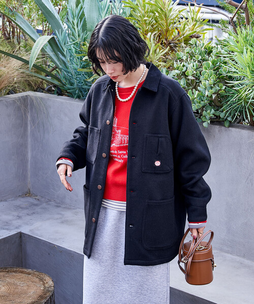 FREAK'S STORE(フリークスストア)の「RED KAP × FREAK'S STORE/レッドキャップ 別注 WOOL CHORE COAT/ウール チョア コート/コーデュロイ 襟切替 コート(カバーオール・レディース・ナチュラル/ブラック/ベージュ・フリ-)」の11枚目の写真
