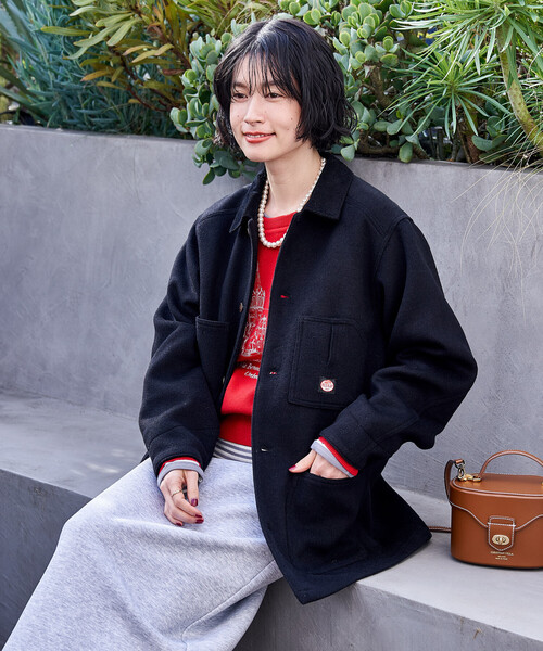 FREAK'S STORE(フリークスストア)の「RED KAP × FREAK'S STORE/レッドキャップ 別注 WOOL CHORE COAT/ウール チョア コート/コーデュロイ 襟切替 コート(カバーオール・レディース・ナチュラル/ブラック/ベージュ・フリ-)」の20枚目の写真