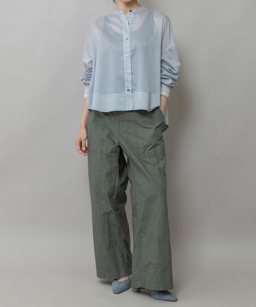 Munich（ミューニック）の「シアーボイル×ニットリブカフスシャツ（シャツ/ブラウス・レディース・ライトグレー/ホワイト/ネイビー/ブラック・FREE）」の16枚目の写真