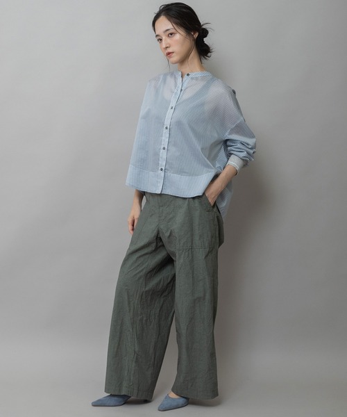 Munich（ミューニック）の「シアーボイル×ニットリブカフスシャツ（シャツ/ブラウス・レディース・ライトグレー/ホワイト/ネイビー/ブラック・FREE）」の15枚目の写真