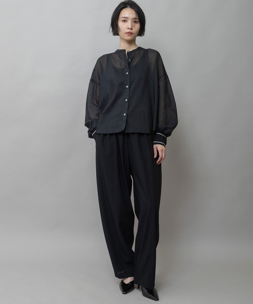 Munich（ミューニック）の「シアーボイル×ニットリブカフスシャツ（シャツ/ブラウス・レディース・ライトグレー/ホワイト/ネイビー/ブラック・FREE）」の22枚目の写真