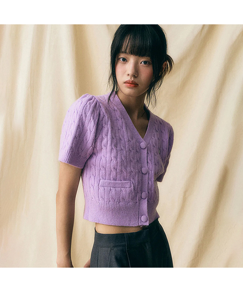 Vivacious(ビバシャス)の「Soft Cable Knit Cardigan - 7COL(カーディガン/ボレロ・レディース・アイボリー/スカイブルー/グリーン/ピンク/パープル/グレー/ブラック・FREE)」の6枚目の写真