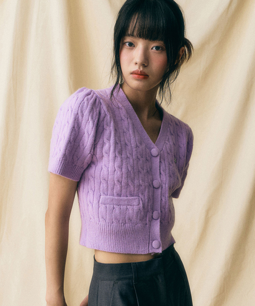 Vivacious(ビバシャス)の「Soft Cable Knit Cardigan - 7COL(カーディガン/ボレロ・レディース・アイボリー/スカイブルー/グリーン/ピンク/パープル/グレー/ブラック・FREE)」の17枚目の写真
