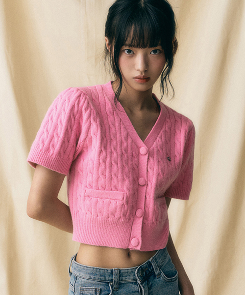 Vivacious(ビバシャス)の「Soft Cable Knit Cardigan - 7COL(カーディガン/ボレロ・レディース・アイボリー/スカイブルー/グリーン/ピンク/パープル/グレー/ブラック・FREE)」の18枚目の写真