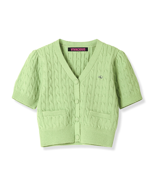 Vivacious(ビバシャス)の「Soft Cable Knit Cardigan - 7COL(カーディガン/ボレロ・レディース・アイボリー/スカイブルー/グリーン/ピンク/パープル/グレー/ブラック・FREE)」の8枚目の写真
