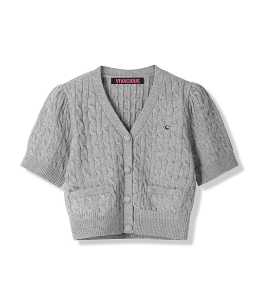 Vivacious(ビバシャス)の「Soft Cable Knit Cardigan - 7COL(カーディガン/ボレロ・レディース・アイボリー/スカイブルー/グリーン/ピンク/パープル/グレー/ブラック・FREE)」の9枚目の写真