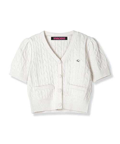 Vivacious(ビバシャス)の「Soft Cable Knit Cardigan - 7COL(カーディガン/ボレロ・レディース・アイボリー/スカイブルー/グリーン/ピンク/パープル/グレー/ブラック・FREE)」の11枚目の写真