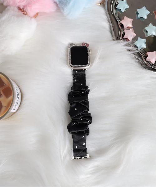 Vini(ヴィニ)の「ウィッシュコア ドットシュシュ風 AppleWatchバンド(デジタル腕時計・レディース・ホワイト/ブラック・38-41mm/42-45mm)」の2枚目の写真