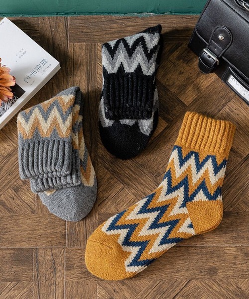 セール】あったか ほっこり ノルディック柄 ミドル丈 ソックス
