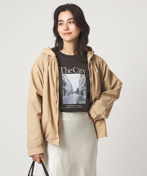 green label relaxing（グリーンレーベルリラクシング）の「［size SHORTあり］フーディー ブルゾン 撥水（マウンテンパーカー・レディース・ベージュ/ブラック/ナチュラル・SHORT/36/38）」の8枚目の写真