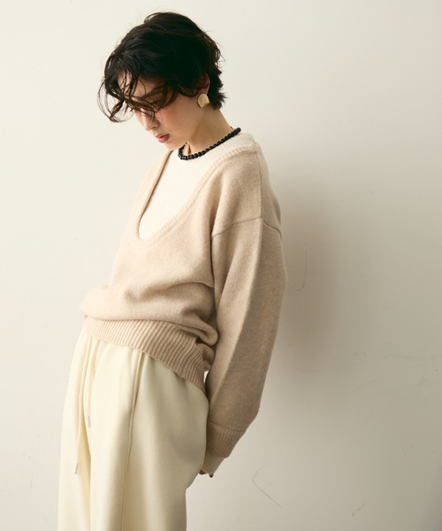 Trish（トリッシュ）の「フェイクレイヤードニットプルオーバー（ニット/セーター・レディース・アイボリー/チャコールグレー・MEDIUM）」の10枚目の写真