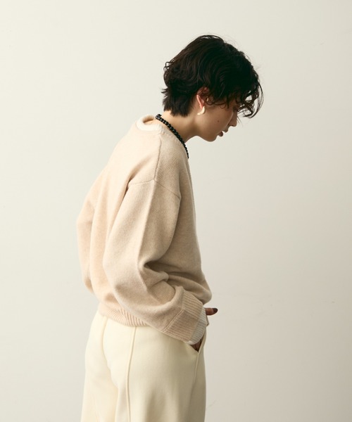 Trish（トリッシュ）の「フェイクレイヤードニットプルオーバー（ニット/セーター・レディース・アイボリー/チャコールグレー・MEDIUM）」の14枚目の写真