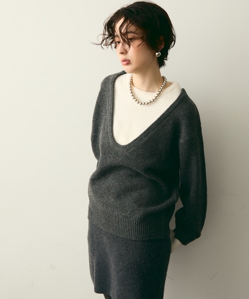 Trish（トリッシュ）の「フェイクレイヤードニットプルオーバー（ニット/セーター・レディース・アイボリー/チャコールグレー・MEDIUM）」の20枚目の写真
