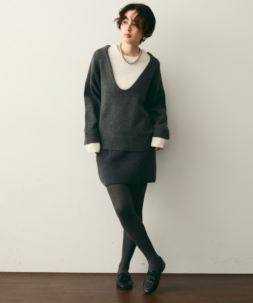 Trish（トリッシュ）の「フェイクレイヤードニットプルオーバー（ニット/セーター・レディース・アイボリー/チャコールグレー・MEDIUM）」の21枚目の写真