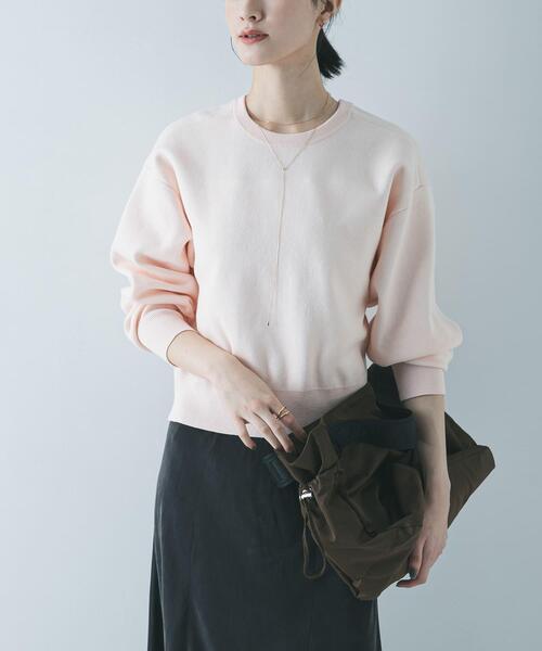 URBAN RESEARCH（アーバンリサーチ）の「ダブルフェイスクルーネックニット（ニット/セーター・レディース・ネイビー/ピンク/グレー系その他・FREE）」の5枚目の写真