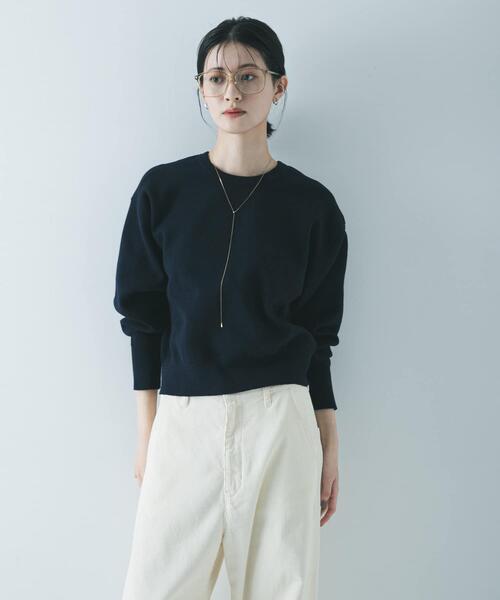 URBAN RESEARCH（アーバンリサーチ）の「ダブルフェイスクルーネックニット（ニット/セーター・レディース・ネイビー/ピンク/グレー系その他・FREE）」の18枚目の写真