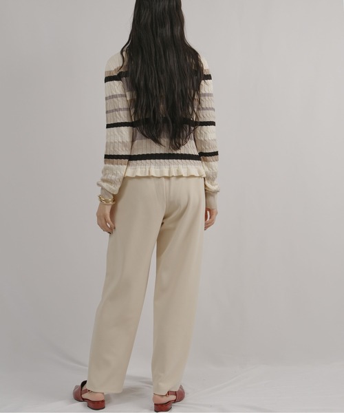 palm RICHE(ポームリシュ)の「マルチボーダーポロニット(ニット/セーター・レディース・チャコールグレー/オフホワイト・M)」の7枚目の写真