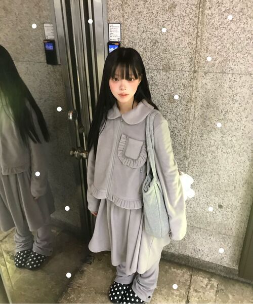 LO AXUAL(ロ・アクシュアル)の「FLEECE MIDI WARMER SKIRT_MELANGE GREY(スカート・レディース・その他・FREE)」の4枚目の写真