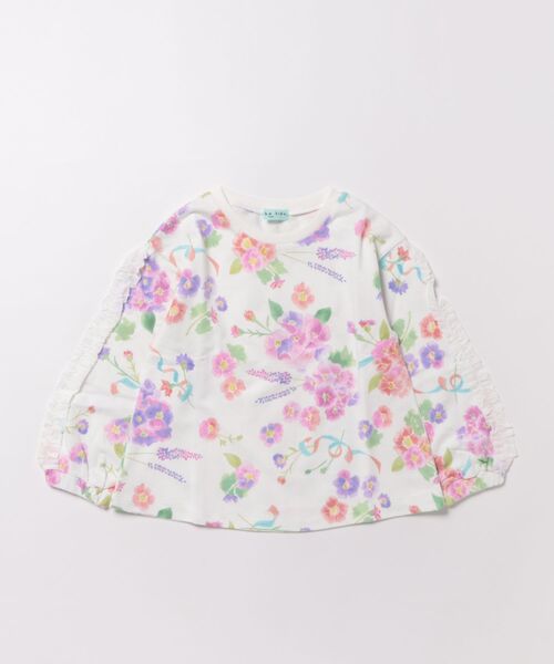 HAKKA KIDS（ハッカキッズ）の「プリムラリボンプリントトレーナー（スウェット・キッズ・ブルー/オフホワイト・100cm/110cm/120cm/130cm）」の2枚目の写真