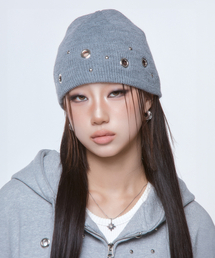 DAUSPICE（ディーオスピス）の「(DUC) Eyelet Stud Beanie Gray（ニットキャップ/ビーニー）」
