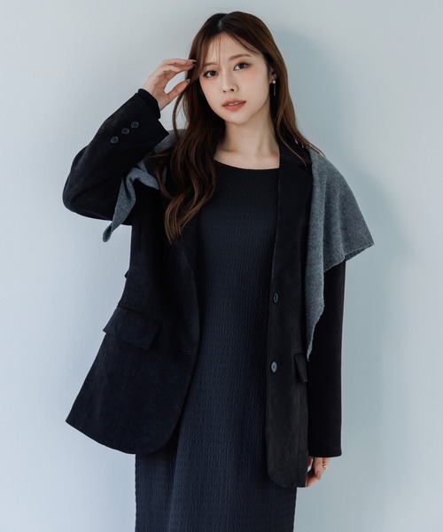 SENEE（セニー）の「waist belt tailored jacket（ウエストベルトテーラードジャケット）（テーラードジャケット・レディース・ブラック/アイボリー・MEDIUM/SMALL）」の6枚目の写真