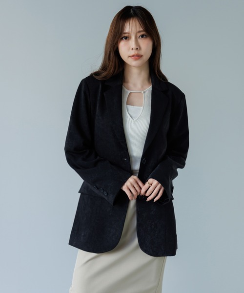 SENEE（セニー）の「waist belt tailored jacket（ウエストベルトテーラードジャケット）（テーラードジャケット・レディース・ブラック/アイボリー・MEDIUM/SMALL）」の3枚目の写真