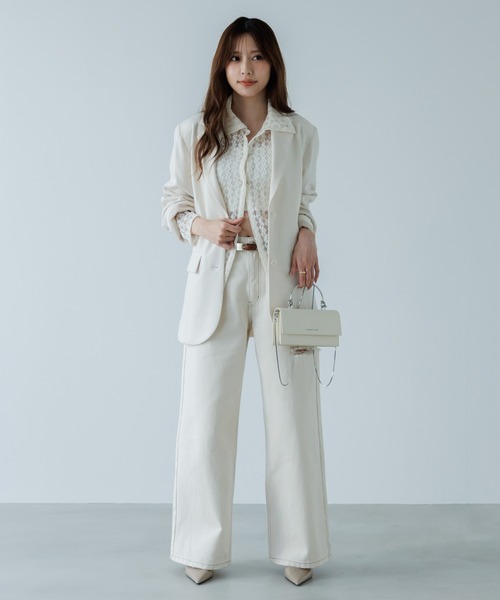 SENEE（セニー）の「waist belt tailored jacket（ウエストベルトテーラードジャケット）（テーラードジャケット・レディース・ブラック/アイボリー・MEDIUM/SMALL）」の12枚目の写真