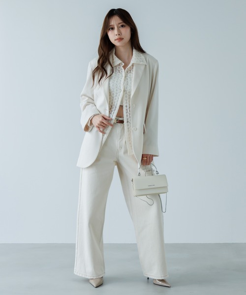 SENEE（セニー）の「waist belt tailored jacket（ウエストベルトテーラードジャケット）（テーラードジャケット・レディース・ブラック/アイボリー・MEDIUM/SMALL）」の14枚目の写真