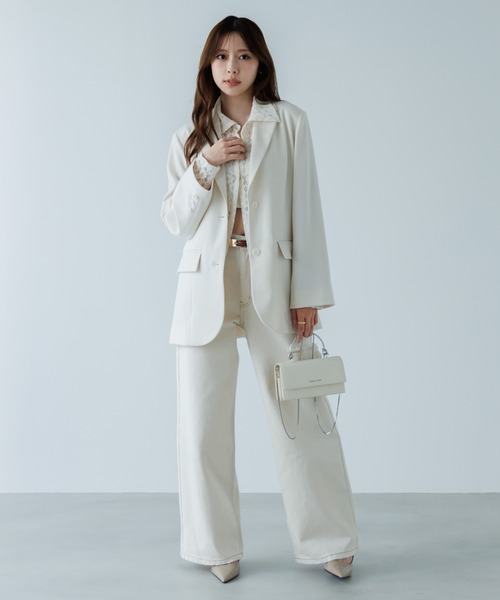 SENEE（セニー）の「waist belt tailored jacket（ウエストベルトテーラードジャケット）（テーラードジャケット・レディース・ブラック/アイボリー・MEDIUM/SMALL）」の13枚目の写真